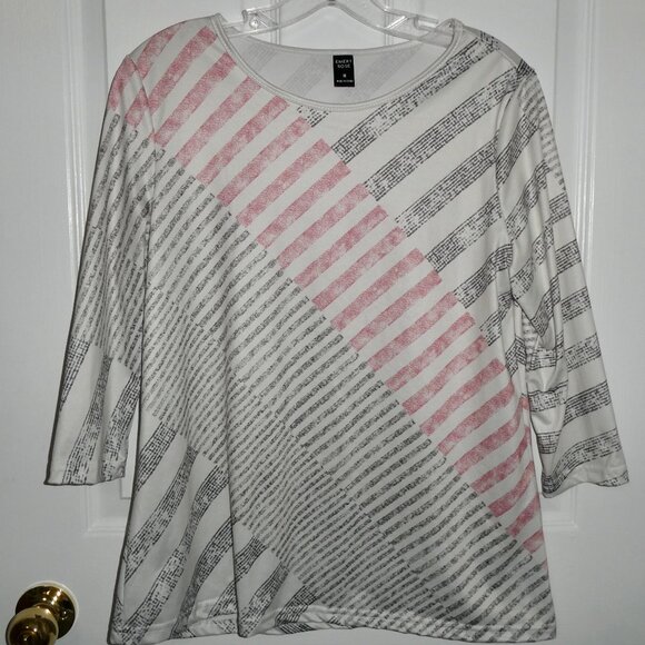 BRAND NEW (NWOT) SHEIN EMERY ROSE 3/4 SLEEVE SHIRT - ROSE/GRAY/CREAM - SIZE M - Picture 1 of 1